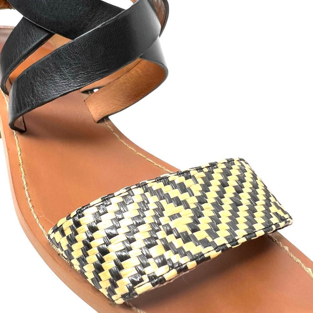 MADEWELL the Lora Leather Ankle Wrap Sandal in Black and Cream Women’s Size 6 - Picture 5 of 11